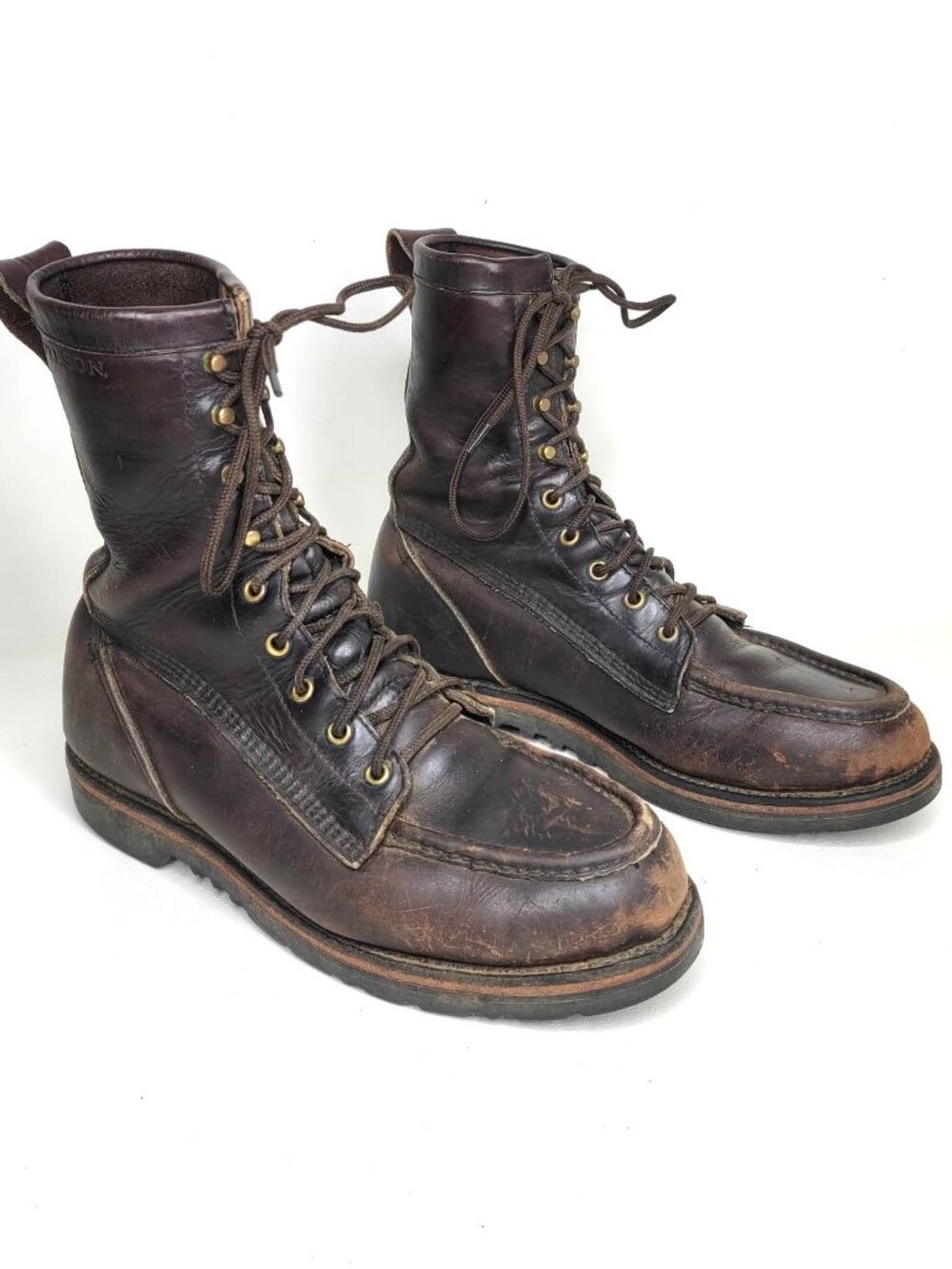 Filson Uplander Hunting Heavy Brown Leather Boots 9 D Vibram Sole Good Condition